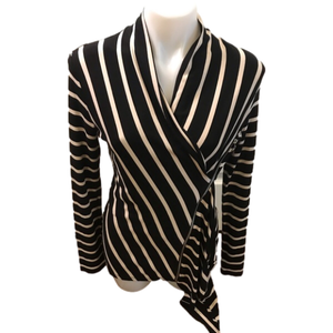 Joseph Ribkoff Black and Cream Striped Blouse
